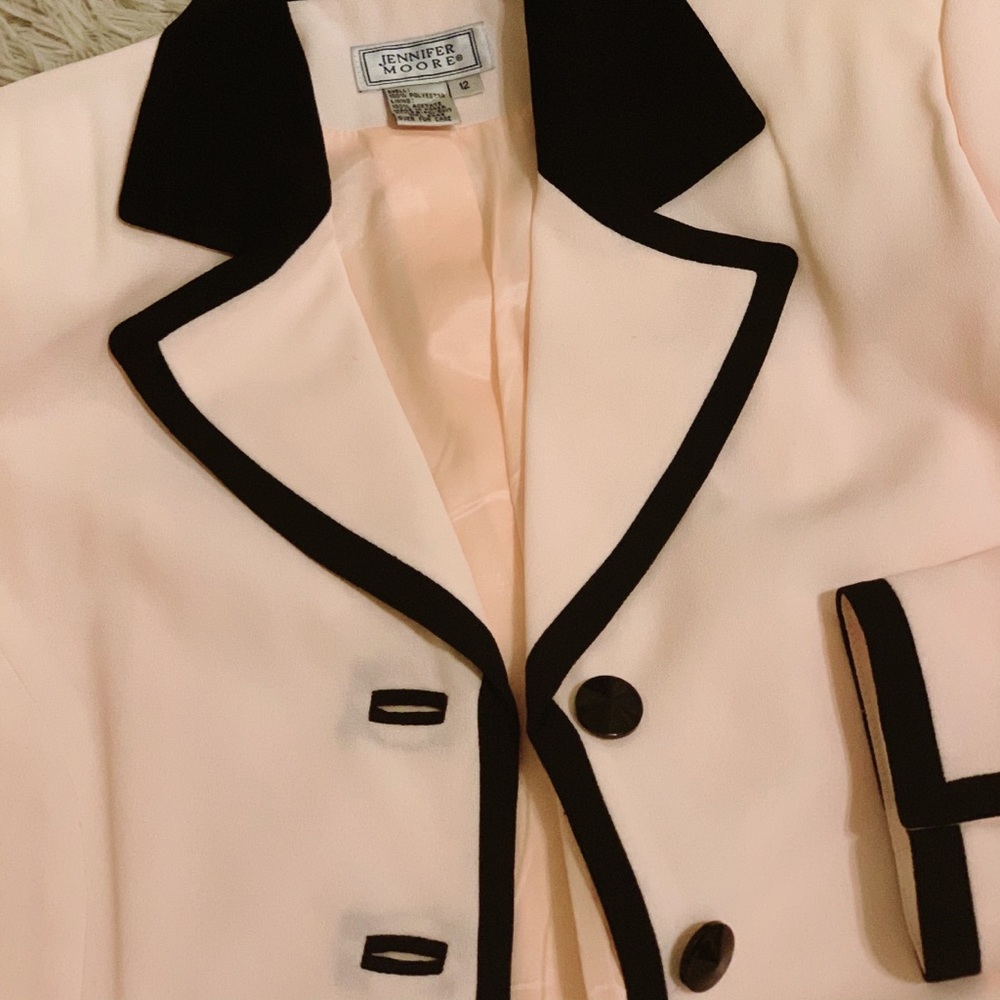 💕Jennifer Moore Blush pink/black 90s blazer